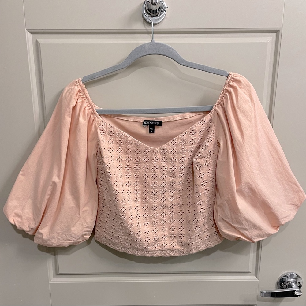 Express Pink Puff Sleeve Top - Size Small